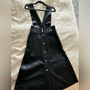 Zara pinafore leather dress with gold buttons